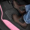 imageBDK Floor Mats for Cars TwoTone Carpet Car Floor Mats with Faux Leather Accents Automotive Floor Mat Set with BuiltIn Heel Pad Stylish Interior Car Accessories GrayBlack  Pink