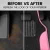 imageBDK Floor Mats for Cars TwoTone Carpet Car Floor Mats with Faux Leather Accents Automotive Floor Mat Set with BuiltIn Heel Pad Stylish Interior Car Accessories GrayBlack  Pink