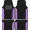 imageBDK Floor Mats for Cars TwoTone Carpet Car Floor Mats with Faux Leather Accents Automotive Floor Mat Set with BuiltIn Heel Pad Stylish Interior Car Accessories GrayBlack  Purple
