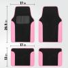 imageBDK Floor Mats for Cars TwoTone Carpet Car Floor Mats with Faux Leather Accents Automotive Floor Mat Set with BuiltIn Heel Pad Stylish Interior Car Accessories GrayBlack  Pink