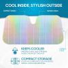 imageBDK Iridescent Mermaid Car Windshield Sun Shade Accordion Folding Sunshade for Car Windshield Blocks UV Rays Sun Visor for Car Front Window Protector  Easy Setup Keeps Vehicle Cool  58 x 27 inchesIridescent Mermaid
