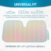 imageBDK Iridescent Mermaid Car Windshield Sun Shade Accordion Folding Sunshade for Car Windshield Blocks UV Rays Sun Visor for Car Front Window Protector  Easy Setup Keeps Vehicle Cool  58 x 27 inchesIridescent Matte White