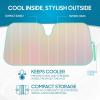 imageBDK Iridescent Mermaid Car Windshield Sun Shade Accordion Folding Sunshade for Car Windshield Blocks UV Rays Sun Visor for Car Front Window Protector  Easy Setup Keeps Vehicle Cool  58 x 27 inchesIridescent Matte White