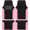 imageBDK Floor Mats for Cars TwoTone Carpet Car Floor Mats with Faux Leather Accents Automotive Floor Mat Set with BuiltIn Heel Pad Stylish Interior Car Accessories GrayBlack  Pink
