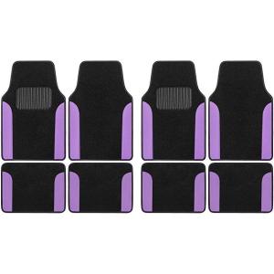 imageBDK Floor Mats for Cars TwoTone Carpet Car Floor Mats with Faux Leather Accents Automotive Floor Mat Set with BuiltIn Heel Pad Stylish Interior Car Accessories GrayBlack  Purple