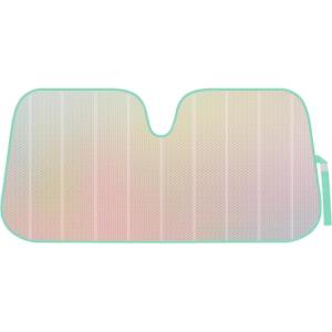 imageBDK Iridescent Mermaid Car Windshield Sun Shade Accordion Folding Sunshade for Car Windshield Blocks UV Rays Sun Visor for Car Front Window Protector  Easy Setup Keeps Vehicle Cool  58 x 27 inchesIridescent Matte White