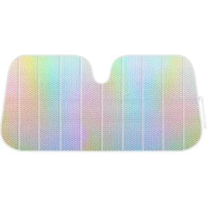 imageBDK Iridescent Mermaid Car Windshield Sun Shade Accordion Folding Sunshade for Car Windshield Blocks UV Rays Sun Visor for Car Front Window Protector  Easy Setup Keeps Vehicle Cool  58 x 27 inchesIridescent Mermaid