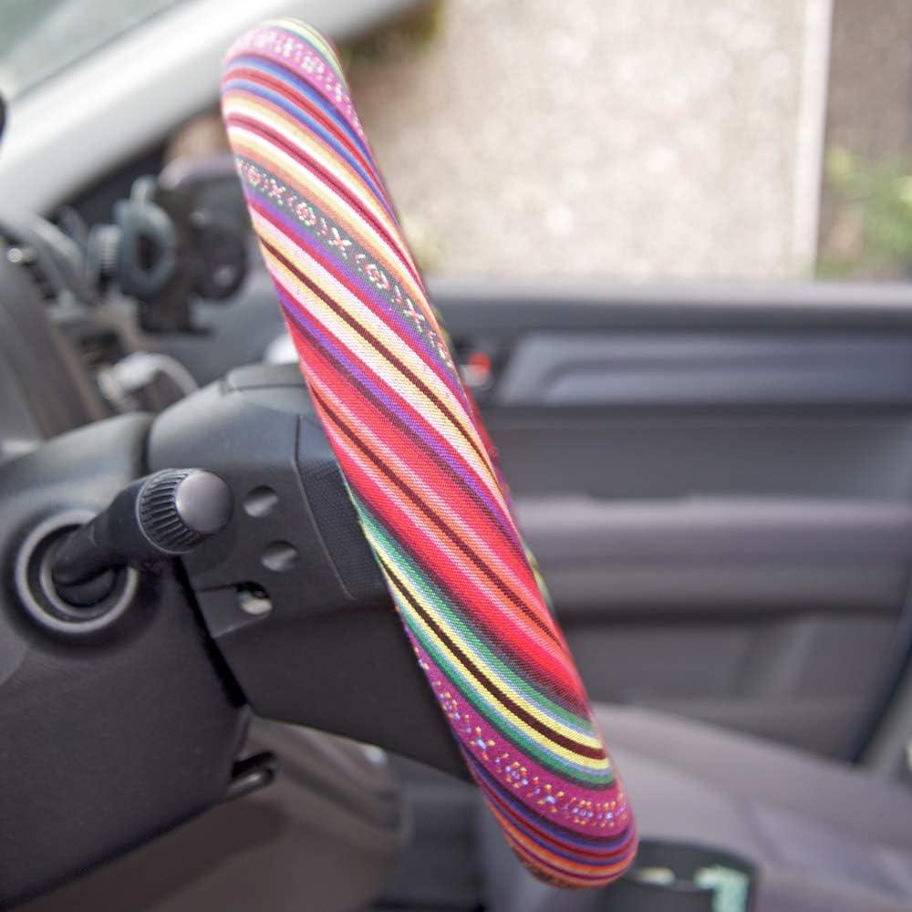 imageBDK Colorful Woven Boho Bohemian Hippie Style Steering Wheel Cover for Women  Fits Most Standard Wheel Sizes 14515 inch Colorful Patterns