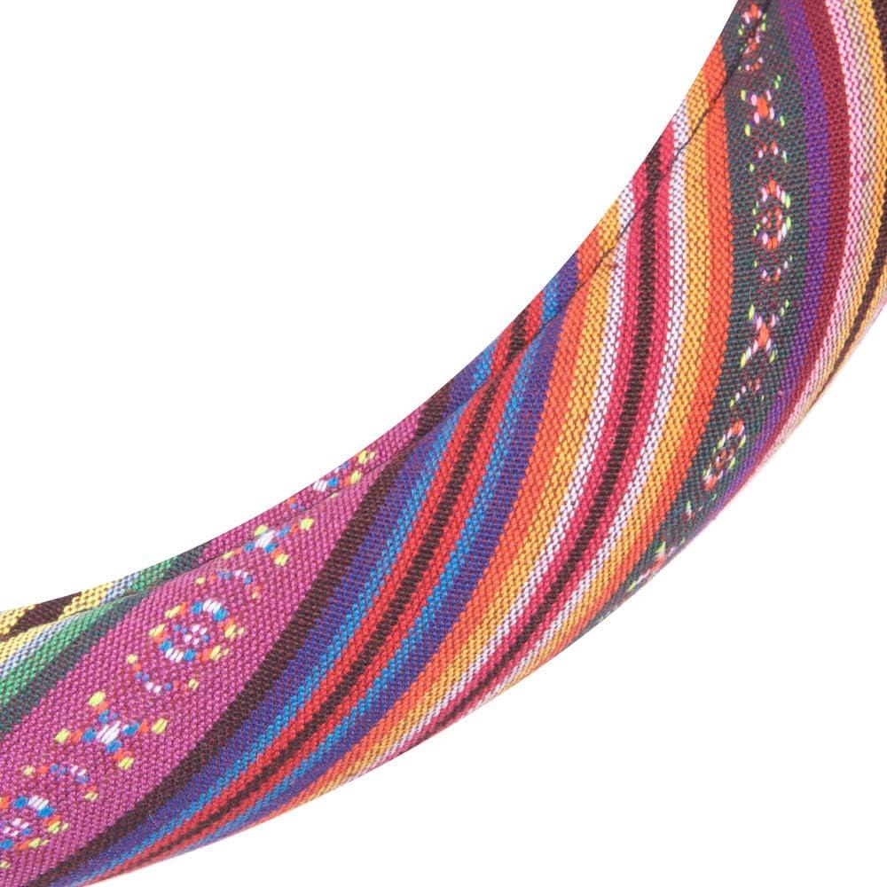 imageBDK Colorful Woven Boho Bohemian Hippie Style Steering Wheel Cover for Women  Fits Most Standard Wheel Sizes 14515 inch Colorful Patterns
