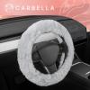 imageAspen Black Fuzzy Steering Wheel Cover for Women  Cute and Stylish Fluffy Fur Steering Wheel Cover for Cars Trucks Vans SUVs Universal Fit for Wheel Sizes 145 to 155 inchesGray