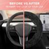 imageAspen Black Fuzzy Steering Wheel Cover for Women  Cute and Stylish Fluffy Fur Steering Wheel Cover for Cars Trucks Vans SUVs Universal Fit for Wheel Sizes 145 to 155 inchesBlack