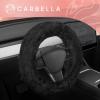 imageAspen Black Fuzzy Steering Wheel Cover for Women  Cute and Stylish Fluffy Fur Steering Wheel Cover for Cars Trucks Vans SUVs Universal Fit for Wheel Sizes 145 to 155 inchesBlack