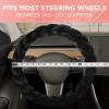 imageAspen Black Fuzzy Steering Wheel Cover for Women  Cute and Stylish Fluffy Fur Steering Wheel Cover for Cars Trucks Vans SUVs Universal Fit for Wheel Sizes 145 to 155 inchesBlack