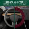 imageAspen Black Fuzzy Steering Wheel Cover for Women  Cute and Stylish Fluffy Fur Steering Wheel Cover for Cars Trucks Vans SUVs Universal Fit for Wheel Sizes 145 to 155 inchesRed