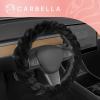 imageAspen Black Fuzzy Steering Wheel Cover for Women  Cute and Stylish Fluffy Fur Steering Wheel Cover for Cars Trucks Vans SUVs Universal Fit for Wheel Sizes 145 to 155 inchesBlack