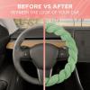 imageAspen Black Fuzzy Steering Wheel Cover for Women  Cute and Stylish Fluffy Fur Steering Wheel Cover for Cars Trucks Vans SUVs Universal Fit for Wheel Sizes 145 to 155 inchesSage Green
