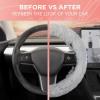 imageAspen Black Fuzzy Steering Wheel Cover for Women  Cute and Stylish Fluffy Fur Steering Wheel Cover for Cars Trucks Vans SUVs Universal Fit for Wheel Sizes 145 to 155 inchesGray