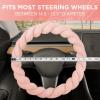 imageAspen Black Fuzzy Steering Wheel Cover for Women  Cute and Stylish Fluffy Fur Steering Wheel Cover for Cars Trucks Vans SUVs Universal Fit for Wheel Sizes 145 to 155 inchesSoft Pink