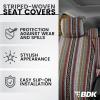 imageBDK Baja Saddle Blanket Car Seat Covers Full Set with Matching Steering Wheel Cover  Woven Saddle Blanket Seat Covers Mexican Blanket Seat Covers for Front ampamp Back Bench  Fits Most Car Truck ampamp SUVMulti Color