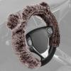 imageBDK Bear Fur Plush Steering Wheel Cover  Cute Faux Wool Protector for Women Girls Fits Wheels 14515 inch Gray  with EarsBrown with Ears