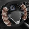 imageBDK Bear Fur Plush Steering Wheel Cover  Cute Faux Wool Protector for Women Girls Fits Wheels 14515 inch Gray  with EarsBrown with Glitter