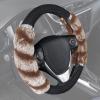 imageBDK Bear Fur Plush Steering Wheel Cover  Cute Faux Wool Protector for Women Girls Fits Wheels 14515 inch Gray  with EarsBrown with Glitter