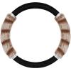 imageBDK Bear Fur Plush Steering Wheel Cover  Cute Faux Wool Protector for Women Girls Fits Wheels 14515 inch Gray  with EarsBrown with Glitter