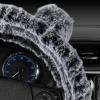imageBDK Bear Fur Plush Steering Wheel Cover  Cute Faux Wool Protector for Women Girls Fits Wheels 14515 inch Gray  with EarsGray with Ears