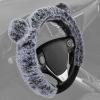 imageBDK Bear Fur Plush Steering Wheel Cover  Cute Faux Wool Protector for Women Girls Fits Wheels 14515 inch Gray  with EarsGray with Ears