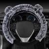 imageBDK Bear Fur Plush Steering Wheel Cover  Cute Faux Wool Protector for Women Girls Fits Wheels 14515 inch Gray  with EarsGray with Ears