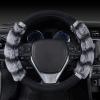 imageBDK Bear Fur Plush Steering Wheel Cover  Cute Faux Wool Protector for Women Girls Fits Wheels 14515 inch Gray  with EarsGray with Glitter
