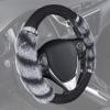 imageBDK Bear Fur Plush Steering Wheel Cover  Cute Faux Wool Protector for Women Girls Fits Wheels 14515 inch Gray  with EarsGray with Glitter