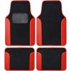 imageBDK Beige Faux Leather Car Seat Covers Full Set with Matching Carpet Car Floor Mats  Universal Front ampamp Back Bench Car Seat Protector ampamp Car Mats Full Set for SUV ampamp Truck Automotive Interior LinerRed