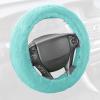 imageBDK Bling Bling Glitter Diamond Leather Steering Wheel Cover with 9 Rows Crystal Rhinestones Universal Fit 145155 Inch for WomenGirls Bling Crystal Diamonds  GoldMint Green Faux Fur