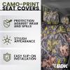 imageBDK Camo Car Full Set  Realistic Green Forest Camouflage Automotive Front ampamp Bench Back Seat Cover Camoflauge Interior Protectors for Auto Truck Van ampamp SUVSeat Cover Set