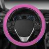 imageBDK Cute Iridescent Pink Steering Wheel Cover for Women Standard 15 inch Size Sparkle Faux Leather Car Steering Wheel Cover for Truck Van SUV Auto