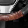 imageBDK Dark Wood Grain Car Steering Wheel Cover Standard 15 inch with Gray Faux Leather Grip Made to Fit Most Auto Truck Van SUV2 Tone  Black  Dark Wood Grain