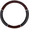 imageBDK Dark Wood Grain Car Steering Wheel Cover Standard 15 inch with Gray Faux Leather Grip Made to Fit Most Auto Truck Van SUVBlack  Dark Wood