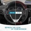 imageBDK Dark Wood Grain Car Steering Wheel Cover Standard 15 inch with Gray Faux Leather Grip Made to Fit Most Auto Truck Van SUVBlack  Dark Wood