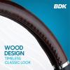 imageBDK Dark Wood Grain Car Steering Wheel Cover Standard 15 inch with Gray Faux Leather Grip Made to Fit Most Auto Truck Van SUVBlack  Dark Wood