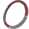 imageBDK Dark Wood Grain Car Steering Wheel Cover Standard 15 inch with Gray Faux Leather Grip Made to Fit Most Auto Truck Van SUVGray  Dark Wood