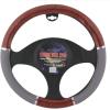 imageBDK Dark Wood Grain Car Steering Wheel Cover Standard 15 inch with Gray Faux Leather Grip Made to Fit Most Auto Truck Van SUVGray  Dark Wood