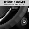 imageBDK Genuine Black Leather Steering Wheel Cover for Car Large 15516 inch  Ergonomic Comfort Grip for Men ampamp Women Car Steering Wheel Cover for Vehicles with Large Steering WheelsBlack