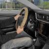 imageBDK Genuine Black Leather Steering Wheel Cover for Car Large 15516 inch  Ergonomic Comfort Grip for Men ampamp Women Car Steering Wheel Cover for Vehicles with Large Steering WheelsBeige