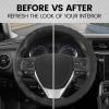 imageBDK Genuine Black Leather Steering Wheel Cover for Car Large 15516 inch  Ergonomic Comfort Grip for Men ampamp Women Car Steering Wheel Cover for Vehicles with Large Steering WheelsBlack