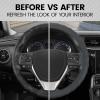 imageBDK Genuine Black Leather Steering Wheel Cover for Car Large 15516 inch  Ergonomic Comfort Grip for Men ampamp Women Car Steering Wheel Cover for Vehicles with Large Steering WheelsGray