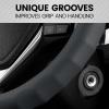 imageBDK Genuine Black Leather Steering Wheel Cover for Car Large 15516 inch  Ergonomic Comfort Grip for Men ampamp Women Car Steering Wheel Cover for Vehicles with Large Steering WheelsGray