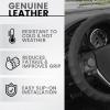 imageBDK Genuine Black Leather Steering Wheel Cover for Car Large 15516 inch  Ergonomic Comfort Grip for Men ampamp Women Car Steering Wheel Cover for Vehicles with Large Steering WheelsBlack