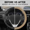 imageBDK Genuine Black Leather Steering Wheel Cover for Car Large 15516 inch  Ergonomic Comfort Grip for Men ampamp Women Car Steering Wheel Cover for Vehicles with Large Steering WheelsBeige