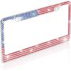 imageBDK Heavy Duty RustProof StainlessSteel Metal USA United States Flag Rhinestone Sparkly Sparkling Diamond Crystal Bling License Plate Frame Universal Size for Car Truck SUVSparkle Flag